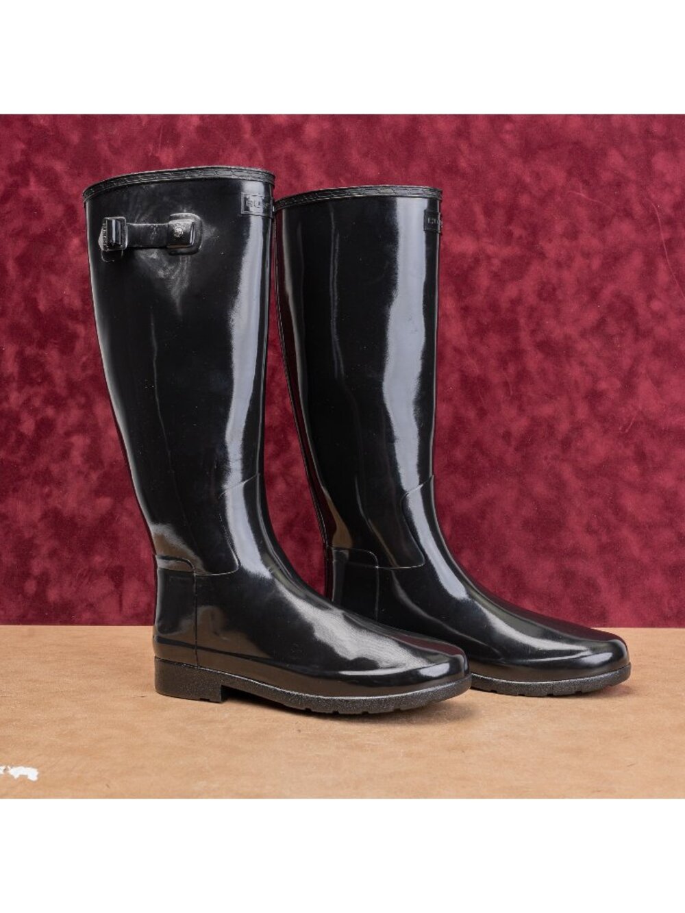 Hunter Wmn Original Refined Gloss Black Festival Wellies Rubber Boots 9US EUR40